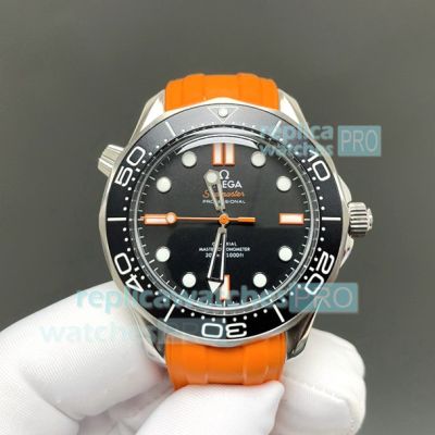 OVS Super Clone Omega Seamaster Diver 300m 8806 Watch Orange Rubber Strap 